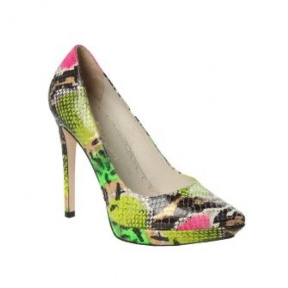 Alice And Olivia Multi Color Snake Print Heels - image 8